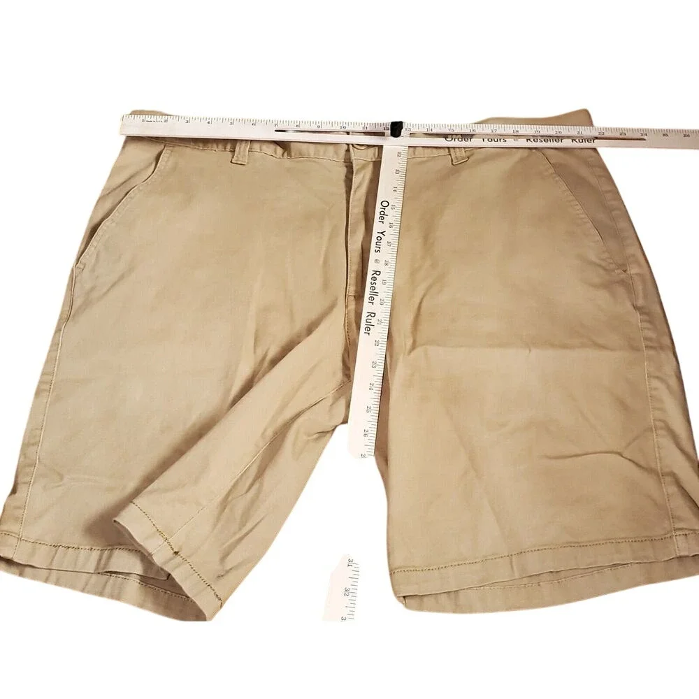 Lincoln Outfitters Flex 42 Mens khaki Flat Front Shorts Casual utility‎